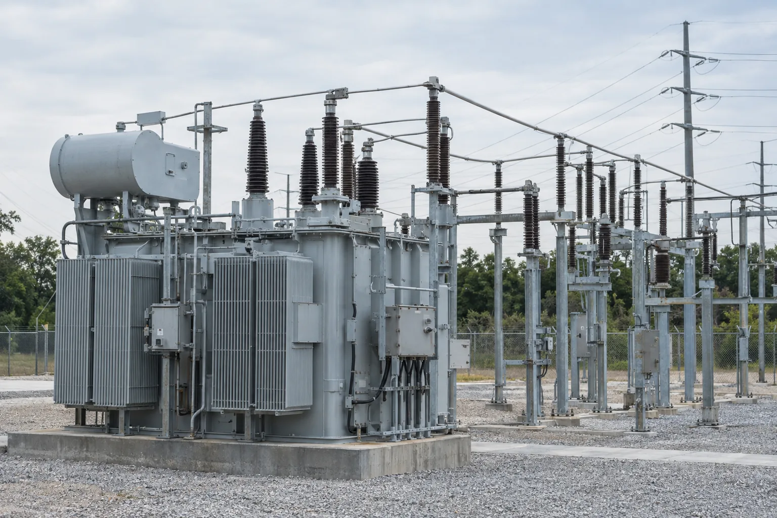 Power transformer and electrical equipment in a substation